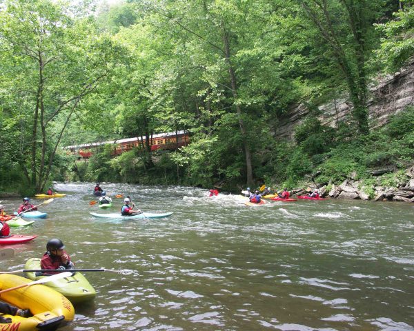 Nantahala Gorge Kayakers and Train